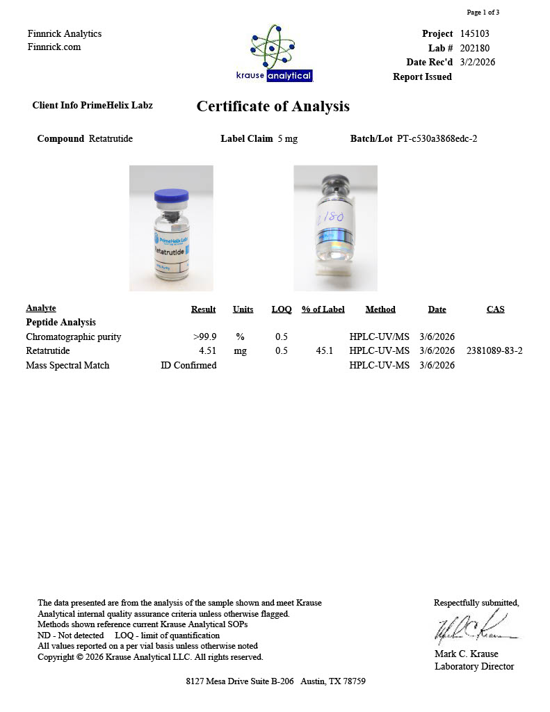 PH-RT3 5mg Certificate of Analysis