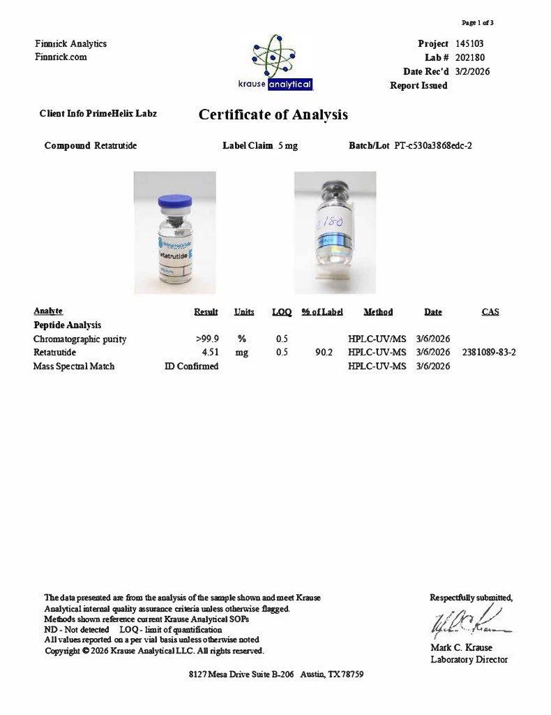 PH-RT3 5mg Certificate of Analysis