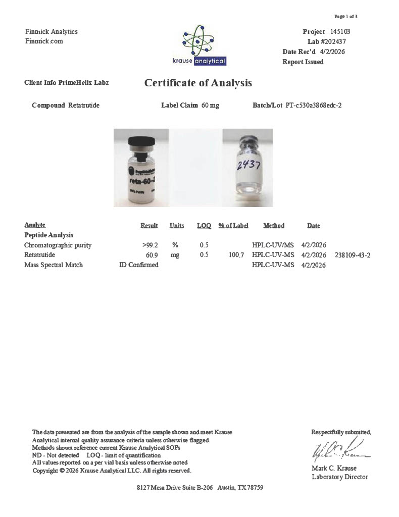 PH-RT3 60mg Certificate of Analysis
