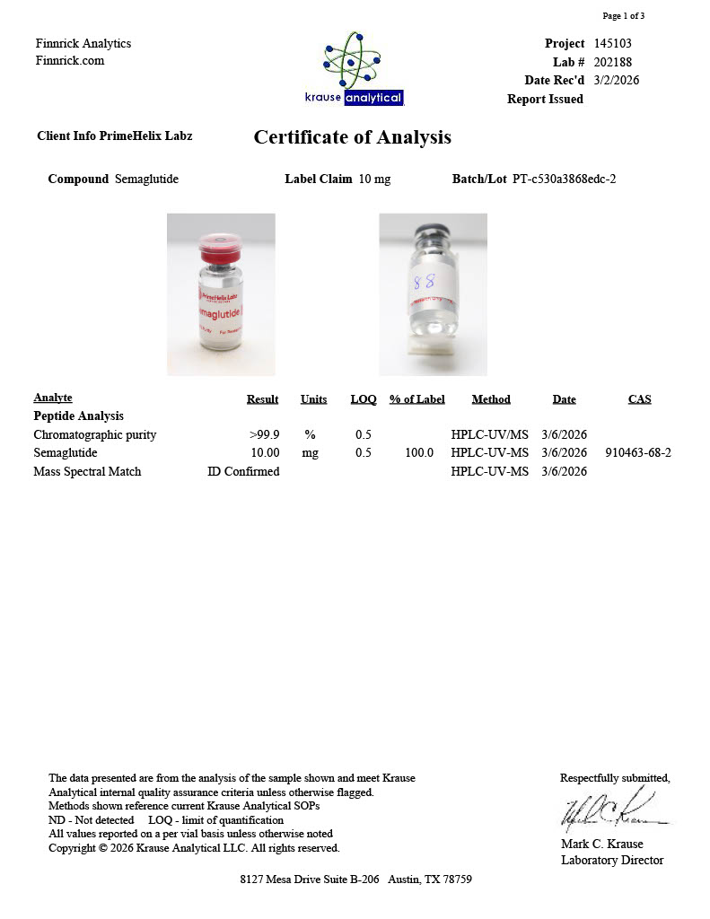 PH-SM1 10mg Certificate of Analysis