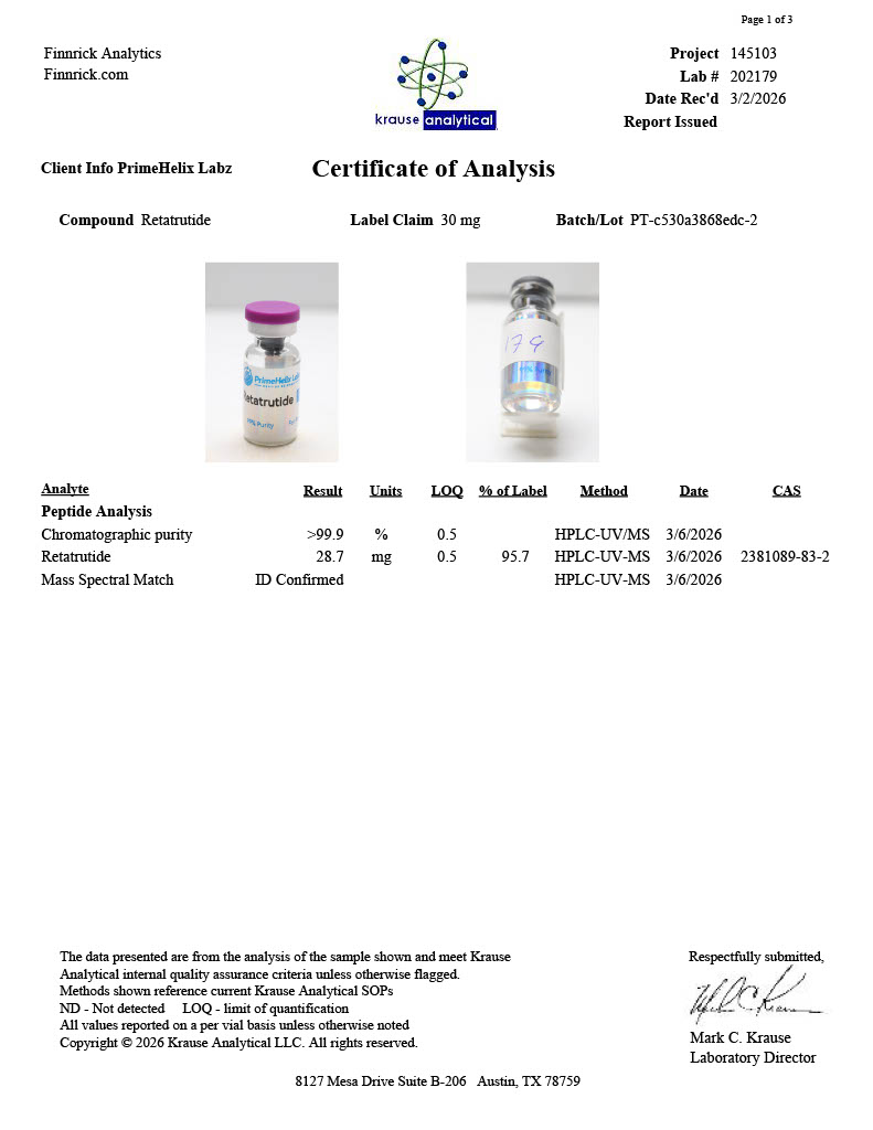 PH-RT3 30mg Certificate of Analysis