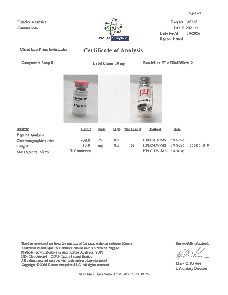 SNAP-8 10mg Certificate of Analysis