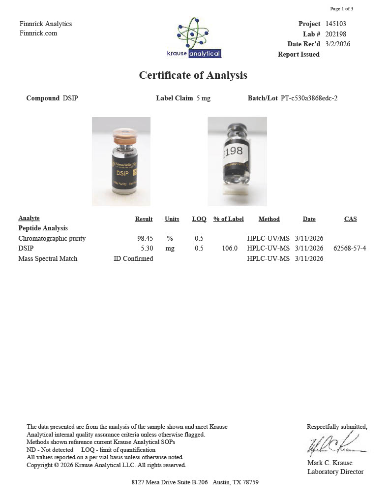 DSIP 5mg Certificate of Analysis