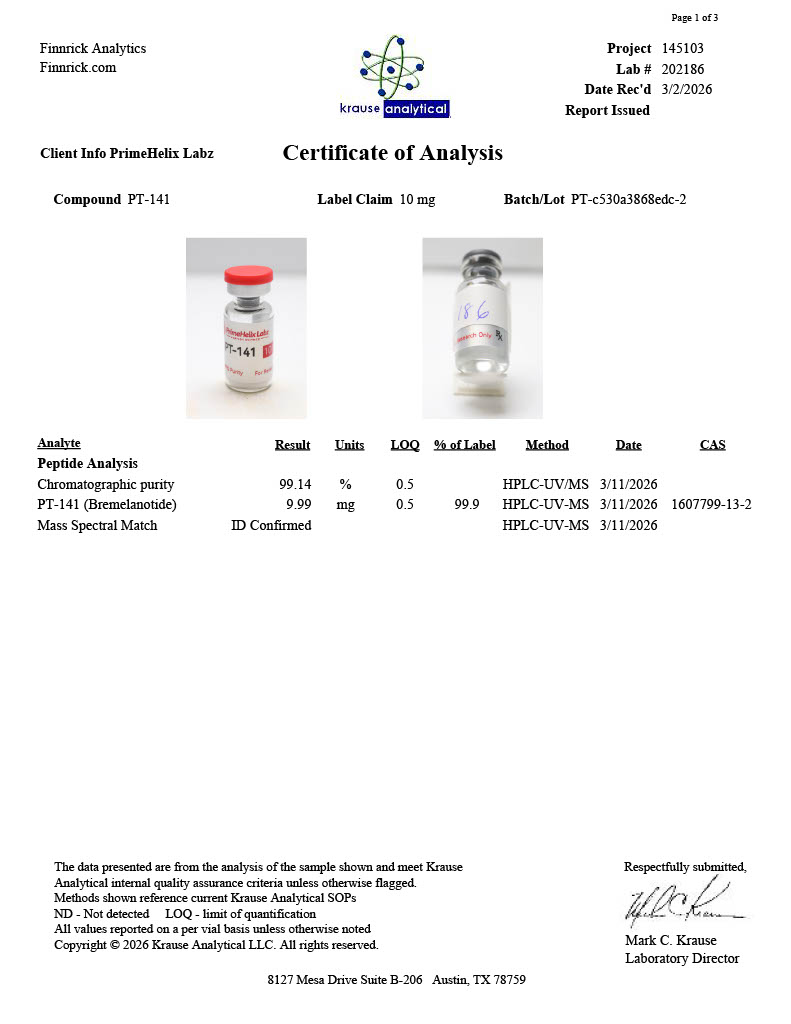 PT-141 10mg Certificate of Analysis