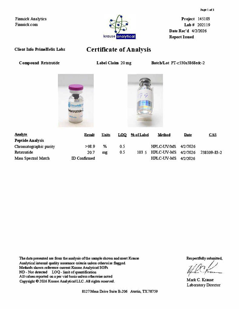 PH-RT3 20mg Certificate of Analysis