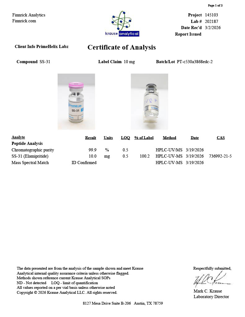 SS-31 10mg Certificate of Analysis
