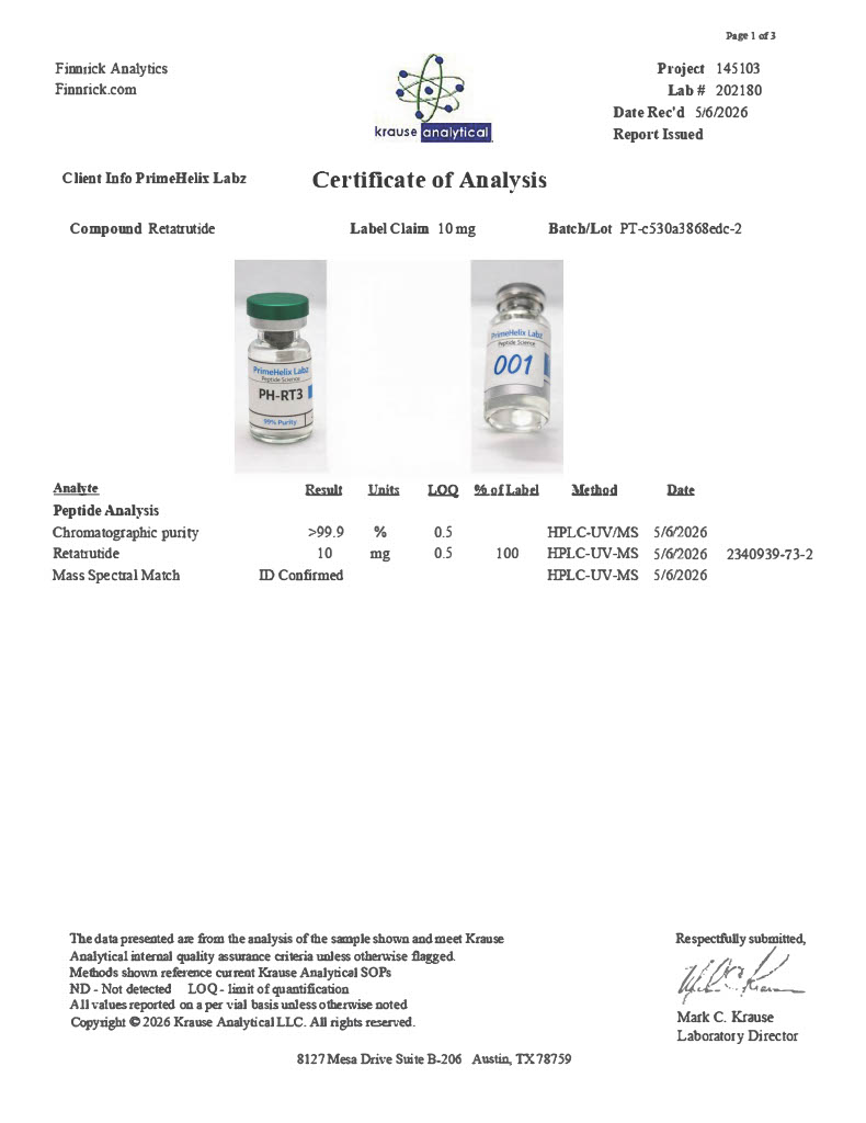 PH-RT3 10mg Certificate of Analysis