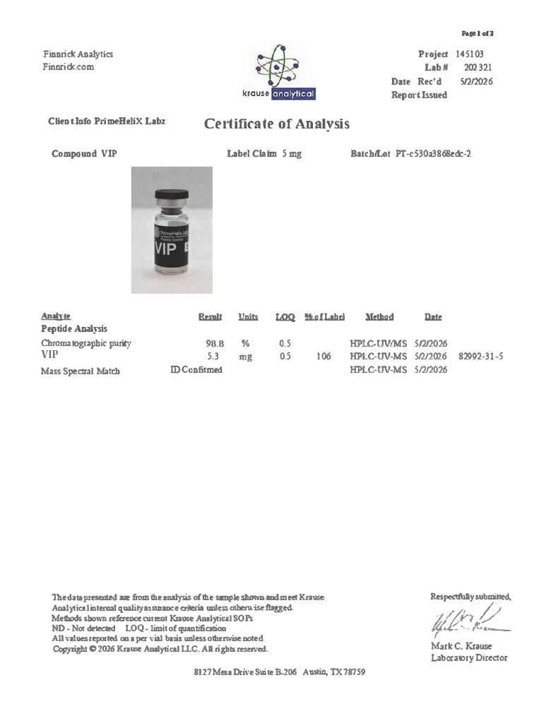 VIP 5mg Certificate of Analysis